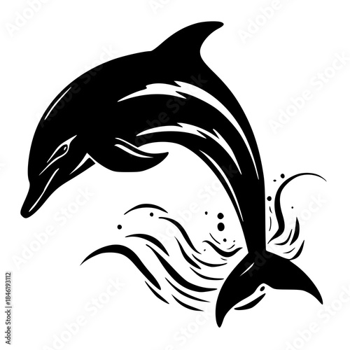 vector silhouette of a dolphin , silhouette of a dolphin 