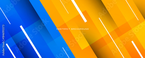 3D blue yellow abstract background overlap layer on bright space with diagonal lines effect decoration. Modern graphic design element cutout style concept for web, art, flyer, card, or brochure cover