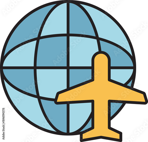 Globe and Plane Icon
