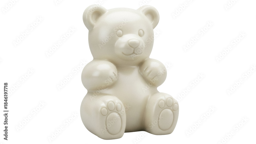 Obraz premium Shiny pearl teddy bear isolated PNG on transparent background, cute toy animal for baby shower and birthday party decorations