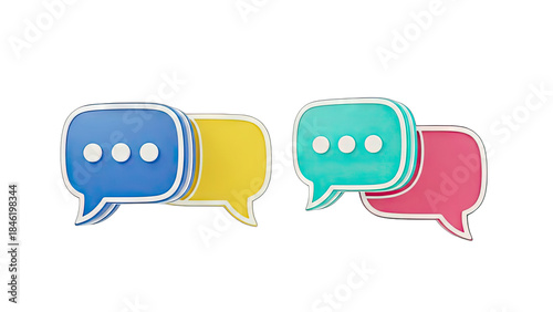 Colorful Speech Bubbles Communicating on White Background