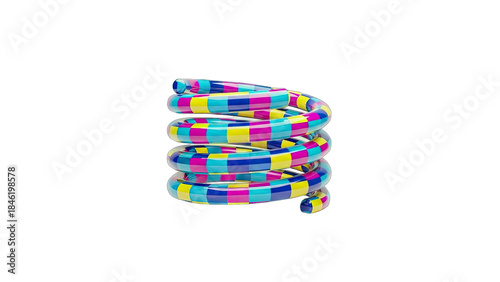 Colorful Spiral Toy on White Background