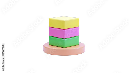 Colorful Stacked Blocks on a Round Base - Abstract Design
