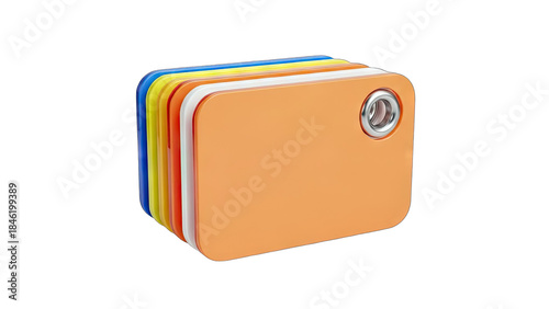 Colorful Stacked Tags with Eyelet - Isolated on White