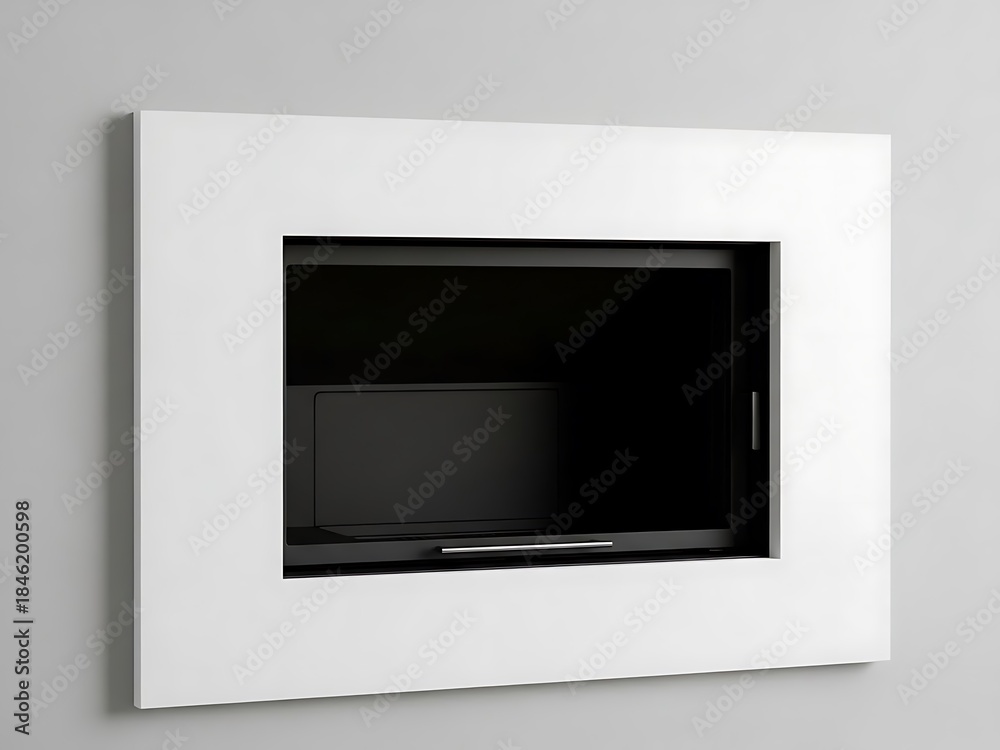 Obraz premium Modern white fireplace insert with black interior