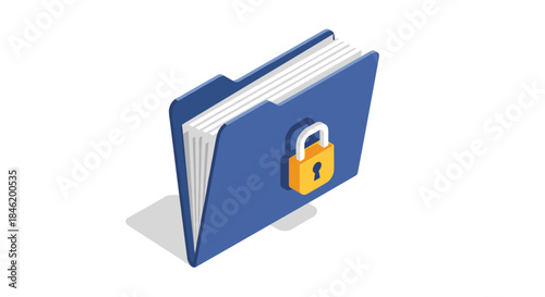 Digital folder secured with a padlock, representing data protection, privacy, and confidential information storage.