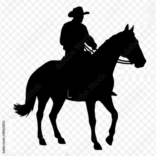 Silhouette of a cowboy riding a horse