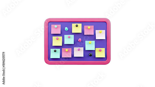 Colorful Sticky Notes Pinned to a Board - 3D Render