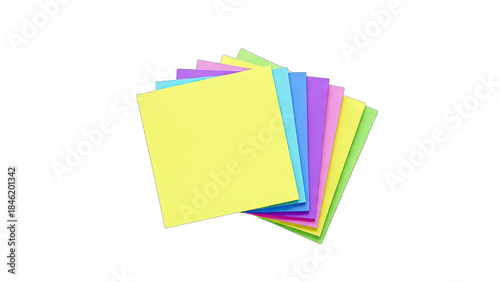 Colorful Sticky Notes Stacked on White Background
