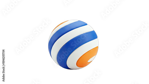 Colorful Striped Ball Isolated on White Background