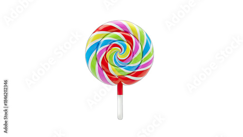 Colorful Swirl Lollipop Isolated on White Background