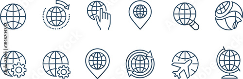 Global Technology and Travel Icons Set untitled