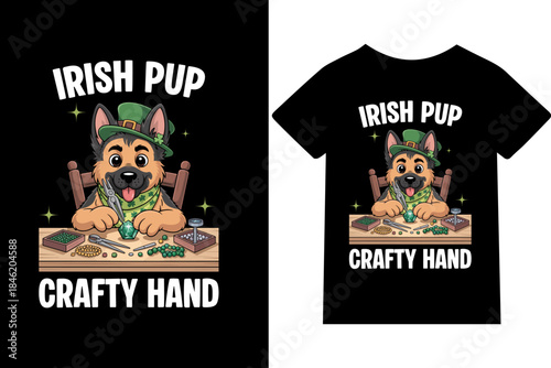 Irish pup crafty hand- t-shirt design, quotes, typography, mug, poster design, quote.