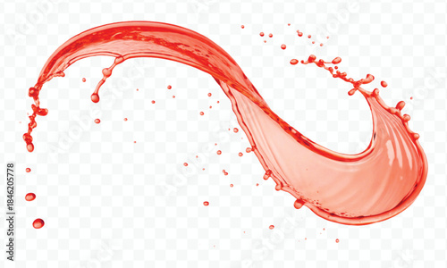 colorful juice or water splash in mid air cut and curve style isolated on transparent background