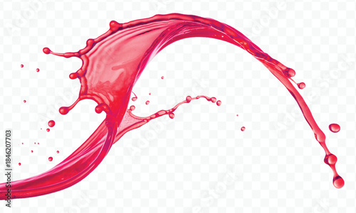 colorful juice or water splash in mid air cut and curve style isolated on transparent background