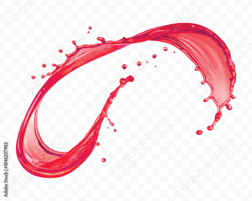 colorful juice or water splash in mid air cut and curve style isolated on transparent background