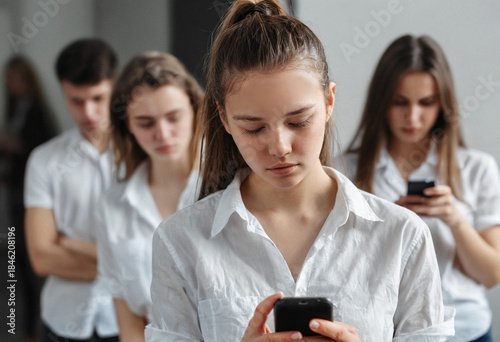young adult woman checking ...