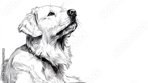 Wallpaper Mural Detailed Sketch of a Golden Retriever in Black and White Paper Art Torontodigital.ca