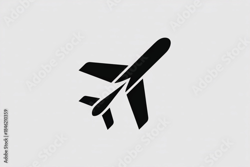 Airplane flying icon for travel and transportation, minimalist vector symbol