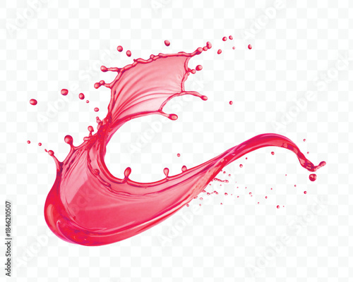 colorful juice or water splash in mid air cut and curve style isolated on transparent background