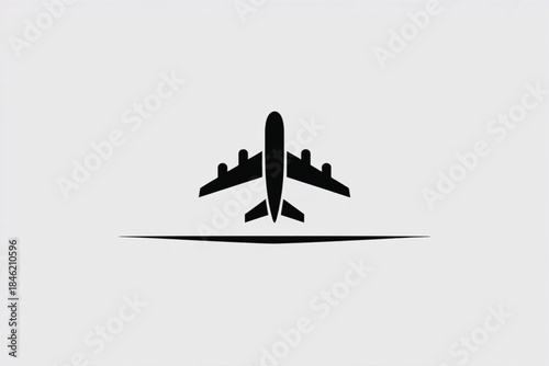 Airplane takeoff icon for travel and transportation, minimalist vector symbol