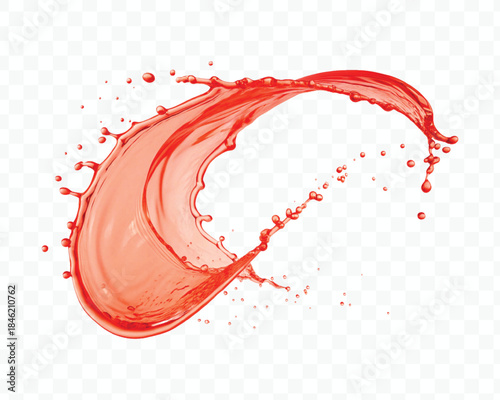 colorful juice or water splash in mid air cut and curve style isolated on transparent background