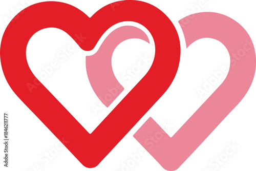 Two intertwining hearts symbolizing enduring love and romantic connection