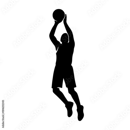 Three-Point Jump Shot Silhouette – Elegant Form in Minimal Vector Style