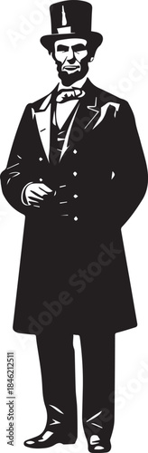 Silhouette of abraham lincoln in formal attire with top hat