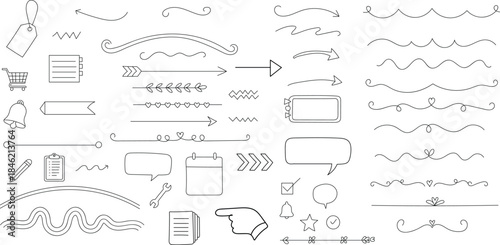 A collection of various technical drawing and drafting symbols Hand drawn Doodle