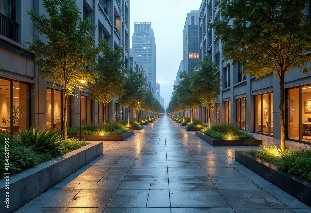 Fototapeta premium Urban Landscape Transformation Adaptive Urbanism Streetscape Integration Resilient Design Blueprint