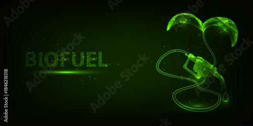 Vector illustrations of a little plants with fuel nozzle represent to biofuel renewable energy such as ethanol,biodiesel and biogas.