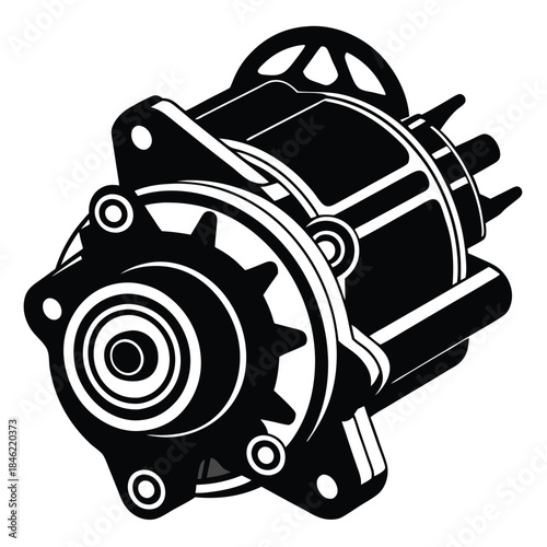 engine starter motor line art silhouette vector illustration
