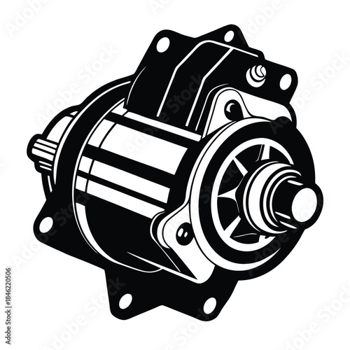 engine starter motor line art silhouette vector illustration