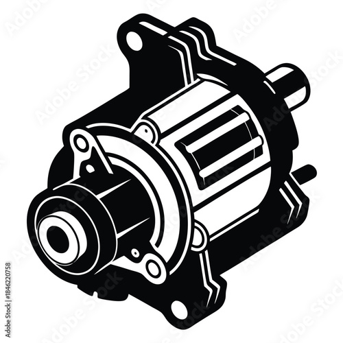 engine starter motor line art silhouette vector illustration