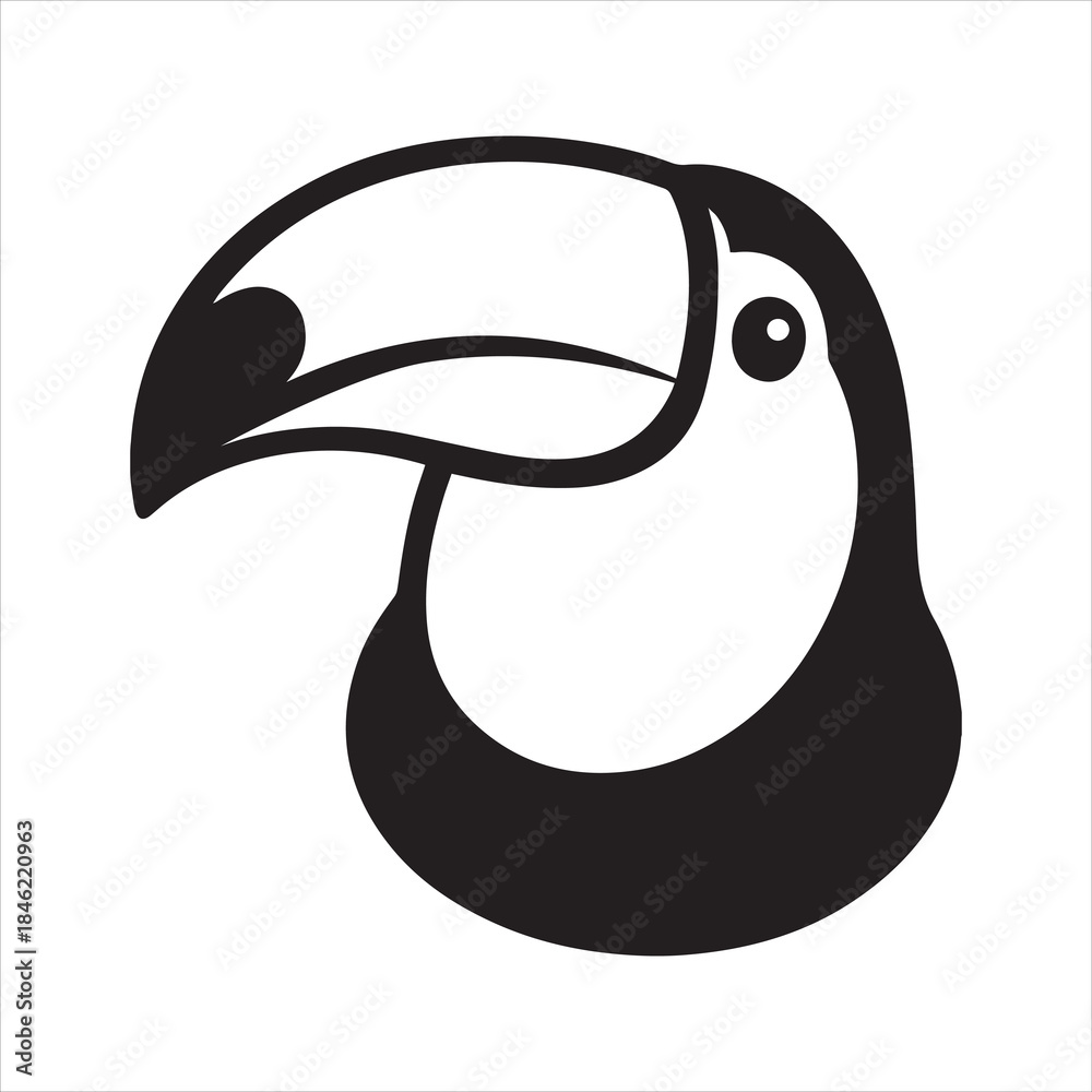 Obraz premium Minimalistic black toucan head silhouette