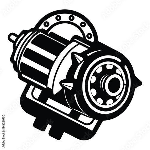 engine starter motor line art silhouette vector illustration