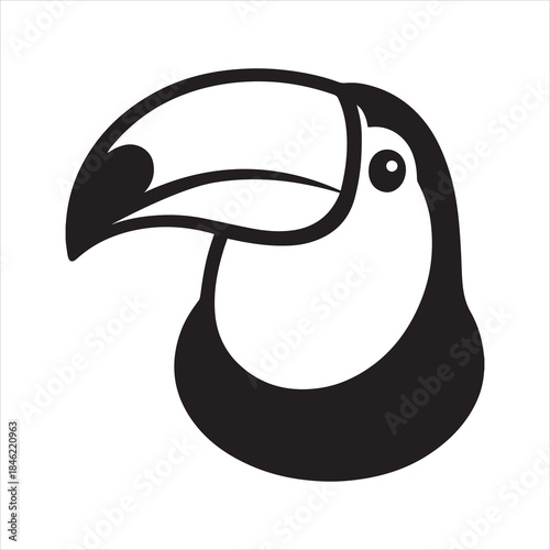 Minimalistic black toucan head silhouette