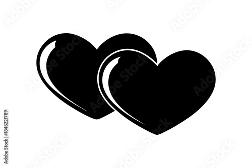 Two Glossy Hearts Floating Together – Modern Valentine Icon.