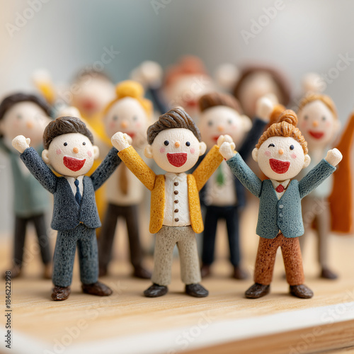 A group of people are standing together, some of them are smiling and some of them are not. The people are all dressed in business attire, and they seem to be celebrating something