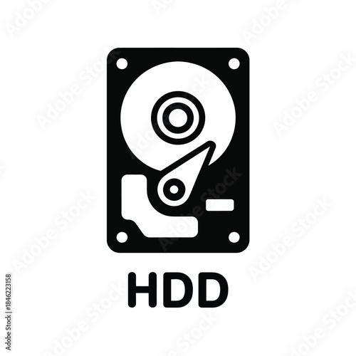 Hdd icon showing computer hard disk drive symbol for digital data storage hardware device component vector illustration