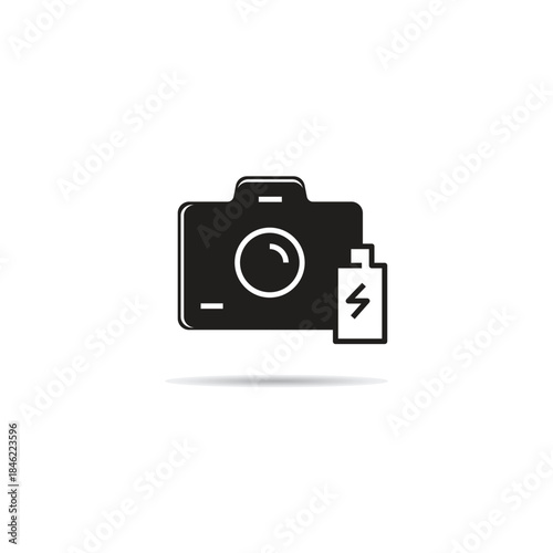 digital camera and battery icon vector illustration