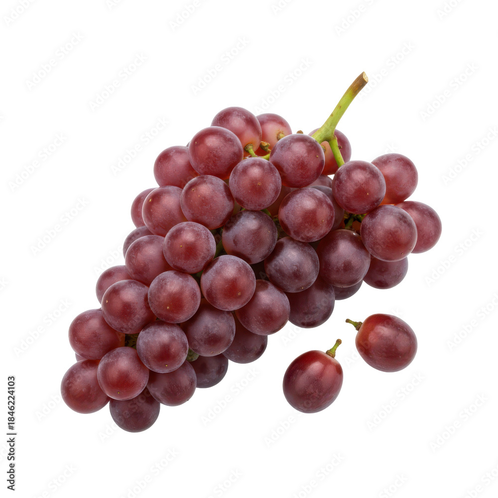 Obraz premium vibrant red grapes cluster isolated on a deep transparent background for fresh food compositions