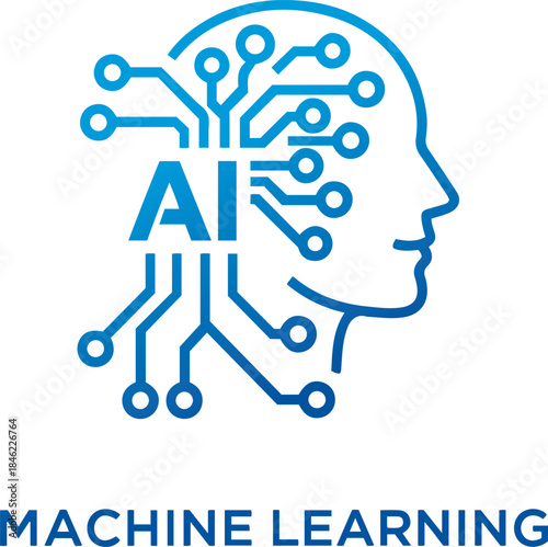Artificial Intelligence and Machine Learning Brain Icon for Technology Concepts