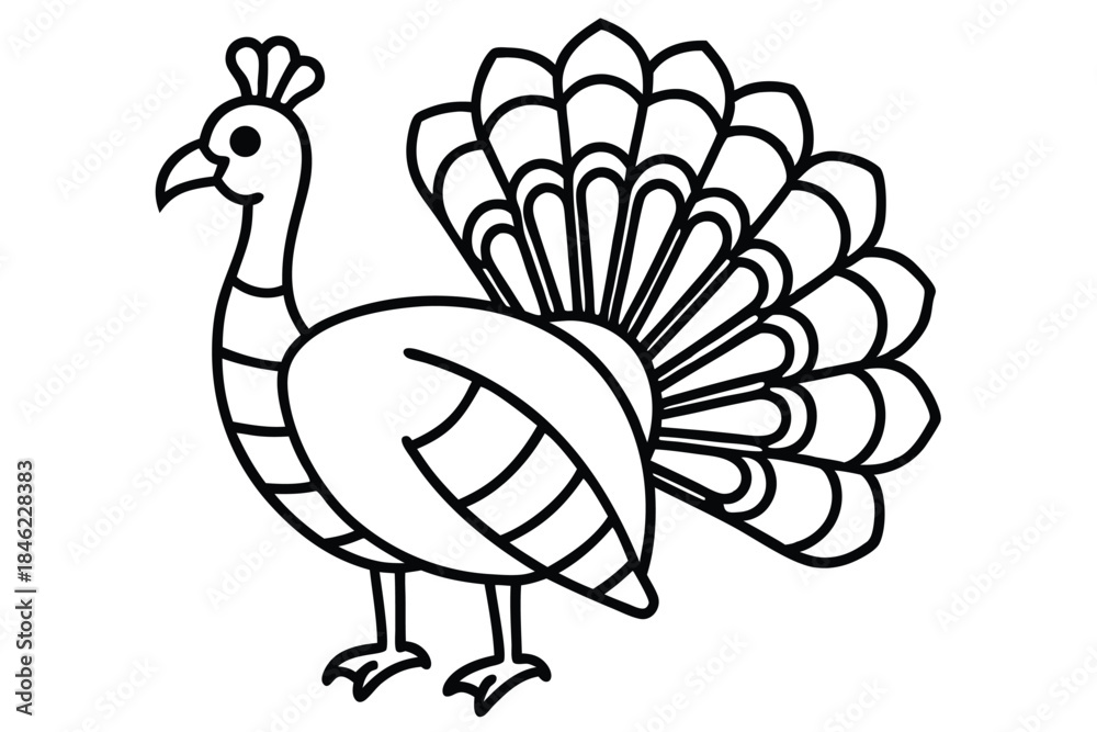 Fototapeta premium decorative tribal turkey line art silhouette vector illustration