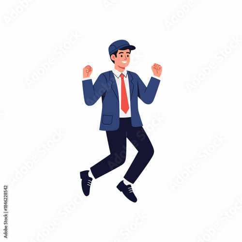 Happy Businessman Dancing in Formal Attire.