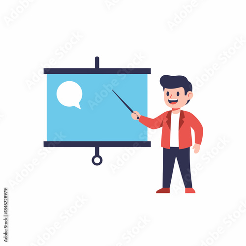 Man presenting on a presentation board.