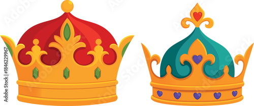 Royal Crown Vector Illustration Set vector illustration 
