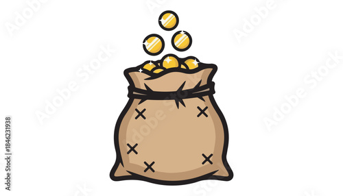 Burning candle in a glass jar and candlestick with a magical pot of gold illustration