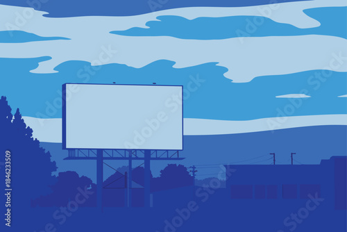 Blank billboard advertising opportunity against a blue sky backdrop perfect for impactful marketing campaigns and announcements to boost your brand visibility